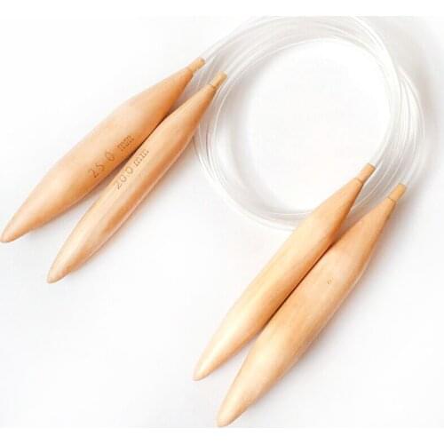 3pcs 15/20/25mm Circular Wood Knitting Needles Set Plastic Transparent Tube Sweater Crochet Hook