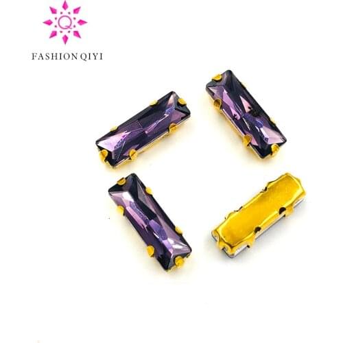 NOT SALE 5X10mm/5X15mm Deep purple glass sew on rhinestones gold bottom rectangle shape loose rhinestones DIY wedding decoration