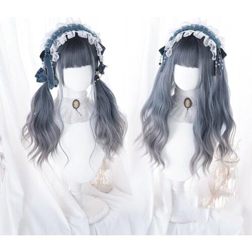 TALANG Long curls Synthetic Lolita Cosplay Wig with Bangs Anime Bangs Golden Pink Multiple Colour Hair Wigs for Women