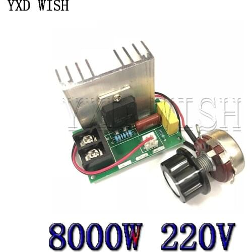 8000W AC 220V SCR Motor Fan Speed Controller Dimming Dimmer Thermostat Regulator With Potentiometer Voltage Regulator High Power