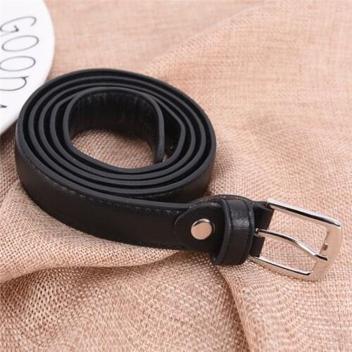 1 PC 110 CM Fashion Womens Casual Leather Slim Waist Belt Leather Waistband with Pin Buckle Black