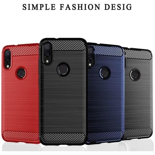 Luxury Carbon Fiber Soft silicone TPU Anti Scratch Shockproof Back Original Case for Xiaomi Redmi Note 7 pro 6.3" Cover Cases