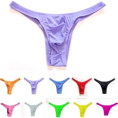 16pcs lot Sexy Ice Silk Mens Underwear G Strings and Thongs Tight Bikini Erotic Penis Pouch Panties String 0358 small wholesale