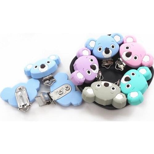Chenkai 50PCS Silicone Koala Clips DIY Baby Teether Pacifier Dummy Chain Holder Soother Nursing Jewelry Toy Clips BPA Free