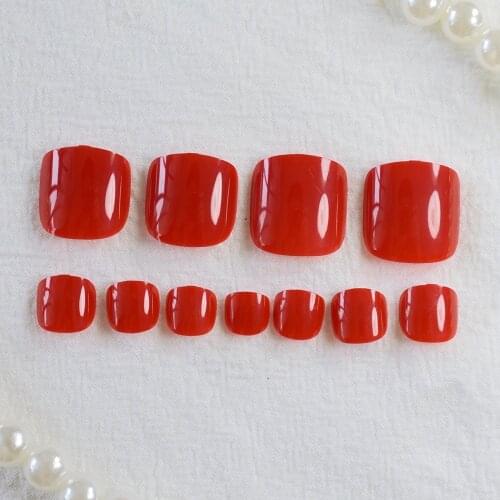 Sexy Hot Red Show Your Toes Colorful Carnival Style Candy Black False Toes Toenails 20 Color #156t