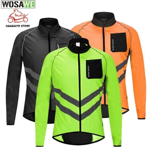 High visibility Cycling Mens Windbreaker Waterproof Light Weight Safety Cycling motorcycle Jacket Raincoat Mountain Bike Clothi