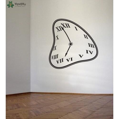 Special Design Vinyl Wall Sticker Warped Clock Pattern Wall Decal Creative Modern Home Decor Art Mural For Kids Rooms DecalSY156