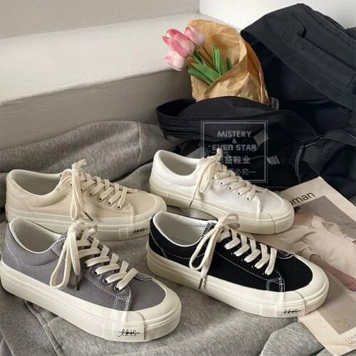 YSHUNIJ 2021 New Vitality Girls Wear White Stitching Canvas Shoes, College Style and Daily White Shoes