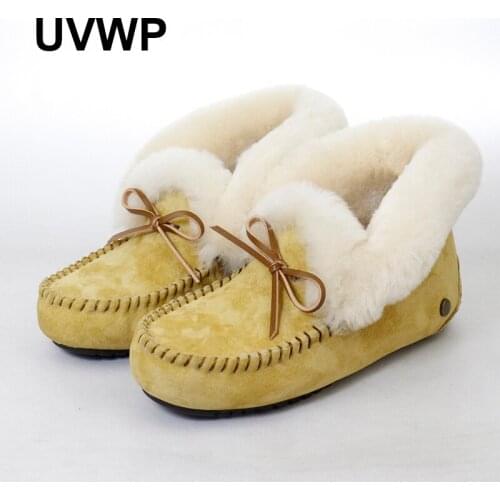 New Non-slip Women Shoes Natural Fur Snow Boots Genuine Leather Winter Boots Women 100% Natural Wool Warm Ankle Boots Women