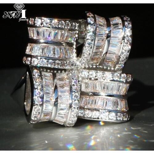 YaYI Jewelry Fashion Princess Cut 6.7 CT White Zircon Silver Color Engagement Rings wedding Rings Party Rings