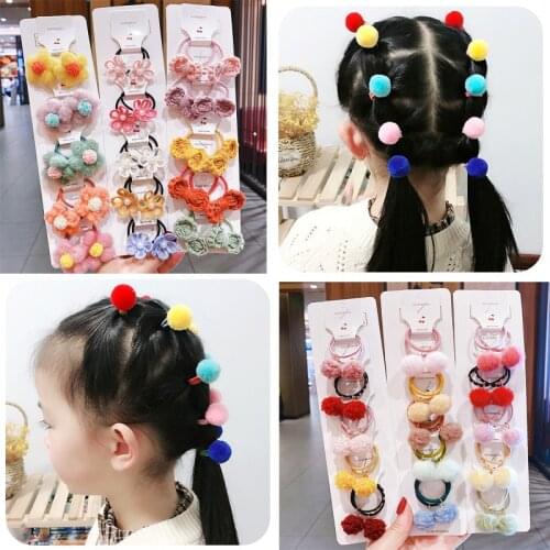 10Pcs Plush Hair Rope For Girls Women Ponytail Holder Scrunchie Ties Headband Kids Elastic Hair Bands Headwear Hair Accessories