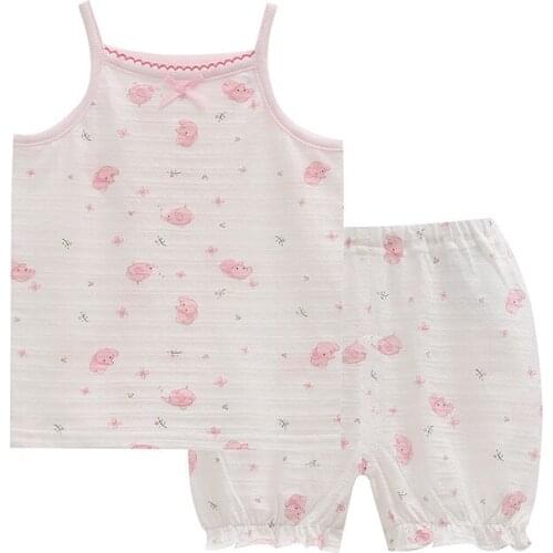 2pcs/set Summer baby Pyjamas set cotton girls camisole shorts suit thin section casual high waist pajamas New 2020