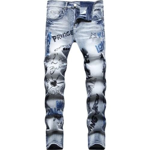 2021 New Design High Quality Fashion Causal Pants Plus Size 42 Men Jeans Blue