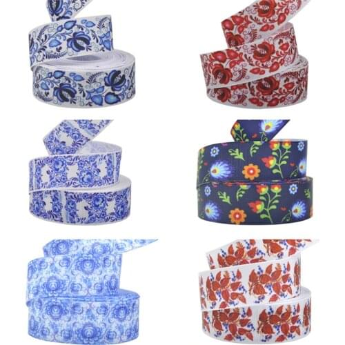 25 mm (5 yards/lot) grosgrain ribbon printed lovely floral series ribbons DIY Hair bow Handmade material