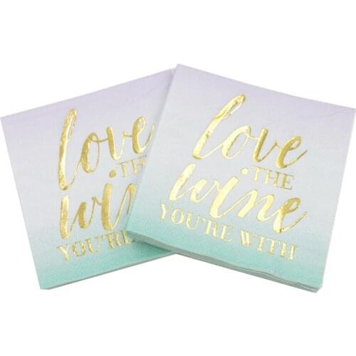 25x25cm Color Bronzing Napkins Letter Print Cocktail Party Trim 3 Layers DIY Wedding Party Paper Towel Decoration