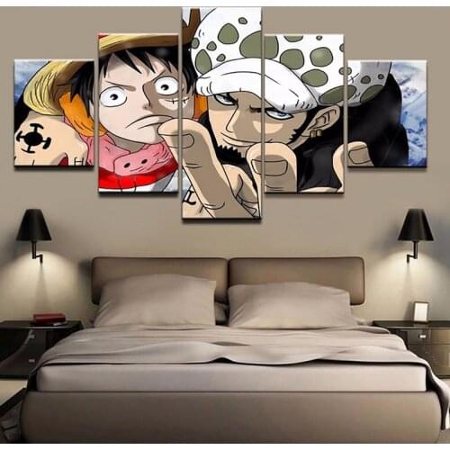 5 Pieces Luffy and Law One Piece Canvas Prints Poster Wall Art anime Cartoon Painting Modular Pictures Home Decor Living Room
