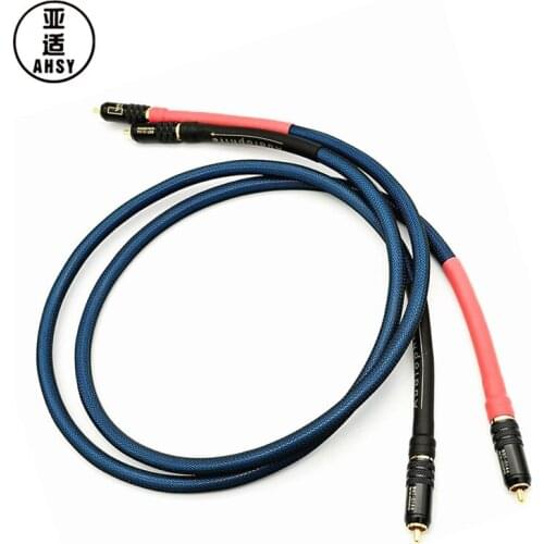 AHSY AUDIO 1 Pair Rca Cable HIFI G5 Top Grade Silver Plated RCA Male to Male Cable