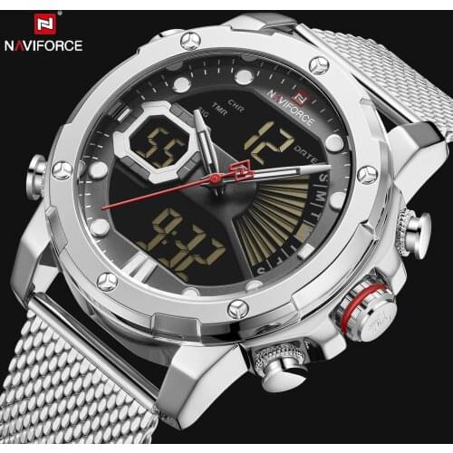 NAVIFORCE Top Brand Luxury Dual Display Quartz Watch Men Auto Date LED Analog Digital Watches Waterproof Military Relogio Clock