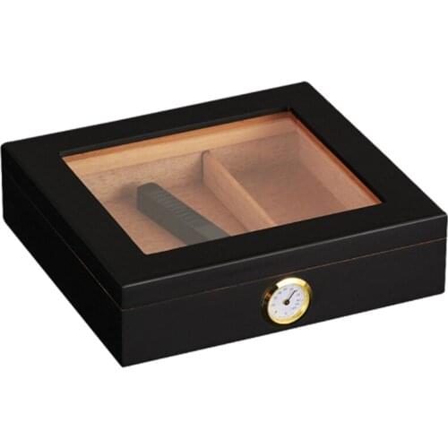 Cigar Humidor Handmade Wood Cigar Box Desktop Humidor with Hygrometer and Humidifier,Cedar Divider Holds 20 Cigars