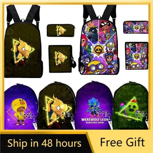 Children Backpacks 3D Casual Star Backpack Kids Leon Shelly Schoolbag Cartoon Bookbag Teens Buy One Get One Free Gift