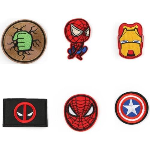 Disney Marvel Iron man spiderman hulk patches anime cartoon clothes patches Garment stickers embroidery cloth stickers