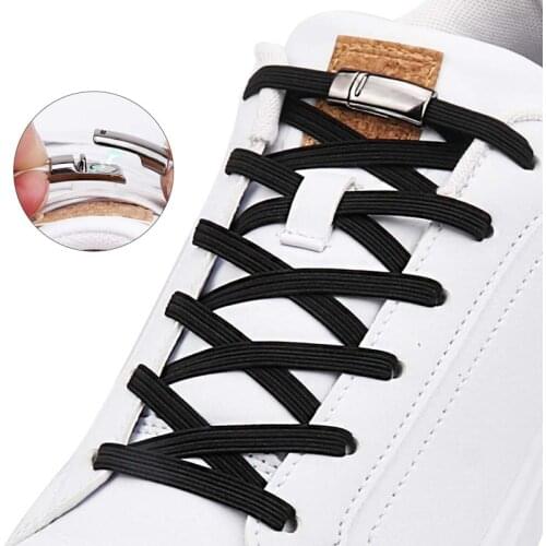 Wonderlife Elastic Shoelaces Magnetic Convenience Metal locking Lazy Laces Outdoor Sneakers Quick Flat No Tie Shoelace 1 Pair