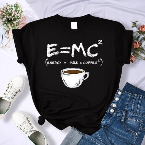 Energy=milk+coffee Harajuku T Shirt Women Creativity Tee Clothes Letter T-Shirts Summer Tshirt Female Breathable Womens Tops