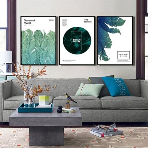 Modern Green Leaf Plants Art Motivational Quote Poster Canvas Print Painting Wall Art Living Room Home Decoration