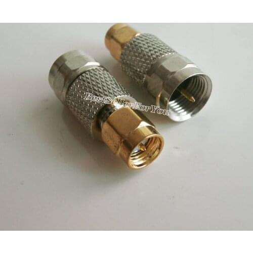 1Pcs SMA Connector-F Adapter SMA Connector Male To F-Type Male Plug Straight RF Coax Adapter Connector M/M Copper