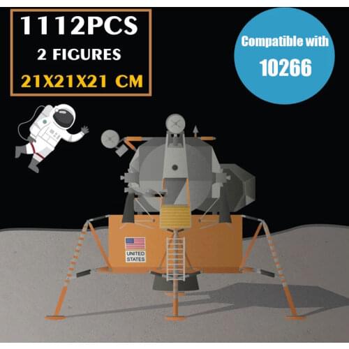 Moon Space Rocket 11 Lunar Lander Building Block 10266 Expert Bricks With Astronaut Construction Toys For Kids Gifts