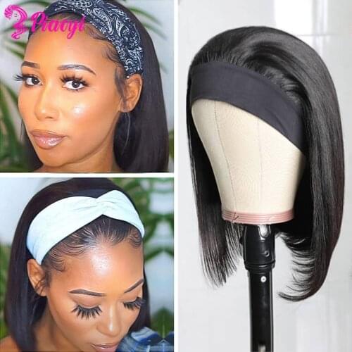 Short Bob Headband Wigs 100% Human Hair Wigs for Black Woman Full Machine Straight Bob HeadBand Wig perruque cheveux humain