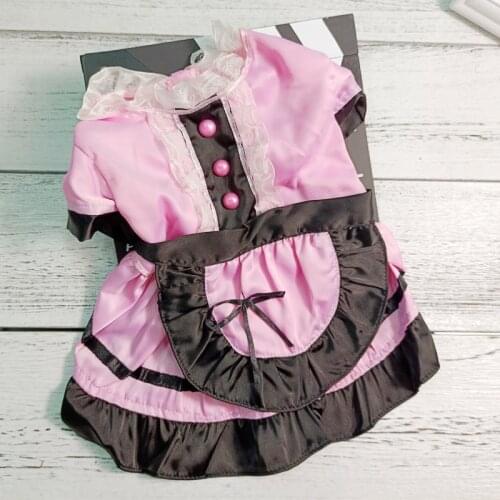 Pink Pet Maid Costumes Little Girl Pet Stock Dog Party Wedding Cosplay Apparel Clothes Outfit For Summer Cats XS S M L Drop Ship