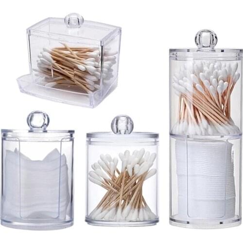 2 in 1 Acrylic Multifunctional Round Transparent Container Cosmetic Makeup Cotton Pad Organizer Jewelry Storage Box Jars Holder