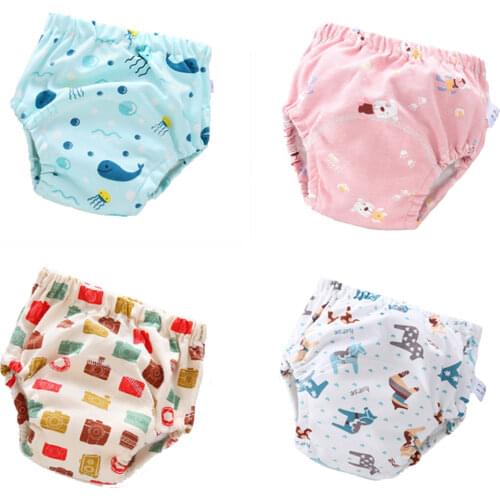 Infants Baby Nappy Changing Diapers Children Washable Training 6 Layer Soft Cloth Pants Breathable Reusable Cotton Panties 0-3Y