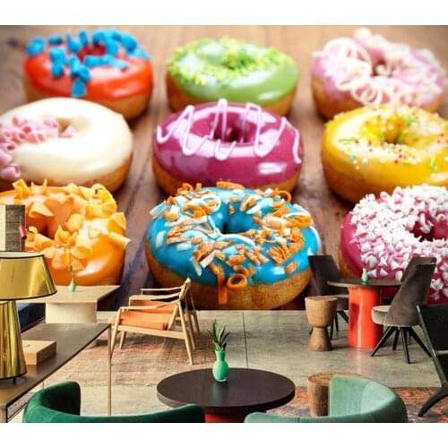 Custom mural papel de parede,Baking Donuts Food wallpaper,coffee shop living room sofa TV wall bedroom kitchen 3d wallpaper
