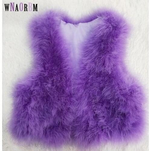 Real natural ostrich wool vest, 100% turkey hair, color customizable real fur coat encryption fur vest