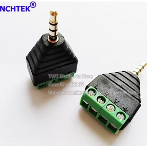 NCHTEK Terminal Block to 4 Poles 3.5MM Stereo Jack Male Plug Adapter 4 Pin Audio Adapter Connector/Free Shipping/10PCS