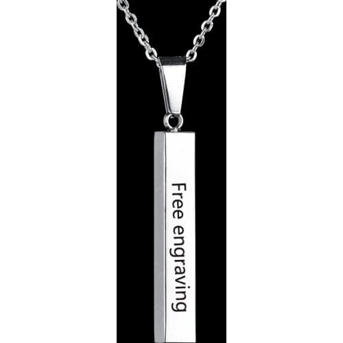 Four Sides Engraving Necklace Personalized Square Bar Custom Name Stainless Steel Pendant Necklace For Women Men Jewelry Gifts