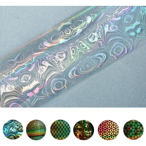 1 roll 4*100CM Transparent Silver Holographic Nail Foils Skull Lace Geometry Pattern Nail Art Transfer Foil Nail Sticker
