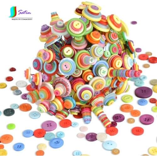 Multi Style Button Painting DIY Handmade Material Bag Creative Color Button Kindergarten Children Handmade Button Flower S024M