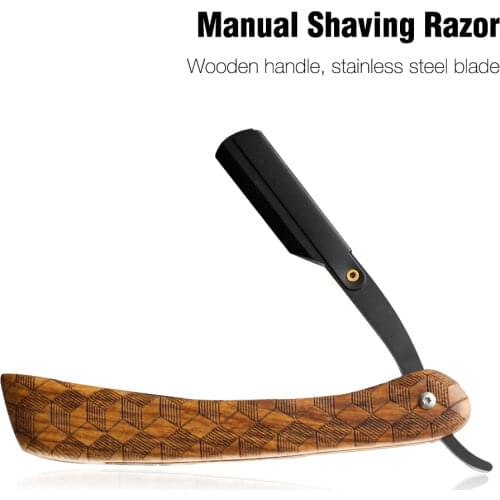 Manual Rosewood Handle Shaving Razor Men Haircut Shaving Knife Professional Barber Razor Folding Beard Razor Shaving Accessories