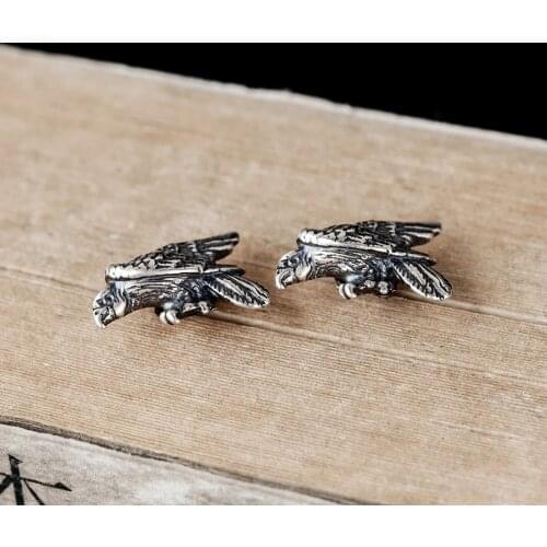 925 Sterling Silver Eagle Stud Earrings Women Earrings Vintage Party Wedding Jewelry for Girls Women Jewelry Punk Earrings