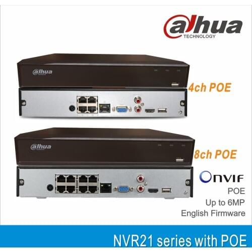 Free shipping Dahua NVR2104HS-P-4KS2 NVR2108HS-8P-4KS2 4CH 8CH POE NVR 4K Recorder Support HDD 4/8CH POE CCTV System Security