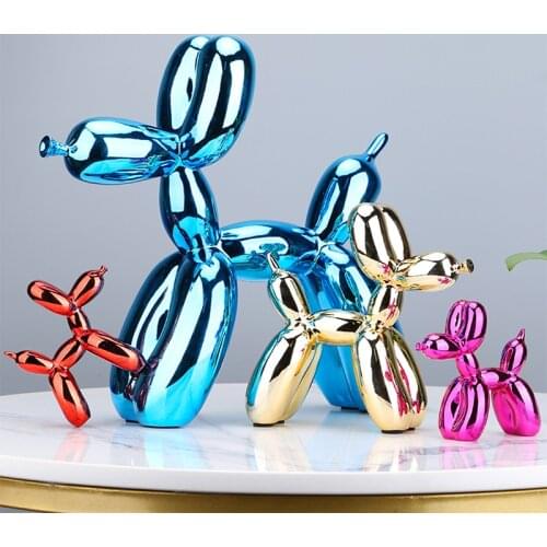 Nordic Resin Balloon Dog Crafts Electroplating Sculpture Home Decoration Modern Living Room Desktop Animal Figurines