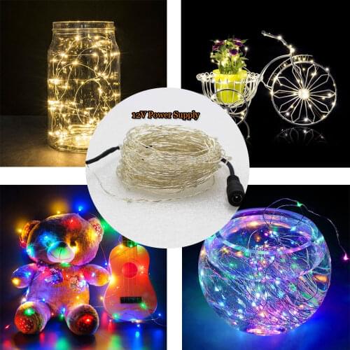 5/10M 50/100Leds LED Fairy Light String Copper Wire DC 12V USB Powered Xmas Wedding Party Fairy Holiday Party Decoration Lamp