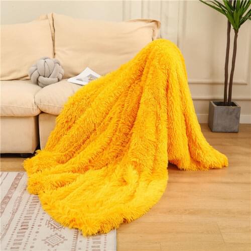 Soft Long Plush Double-sided Blanket Multi-purpose Winter Warm Shaggy Sofa Chair Throw Blanket Fluffy Furry Bed Cover Bedspread