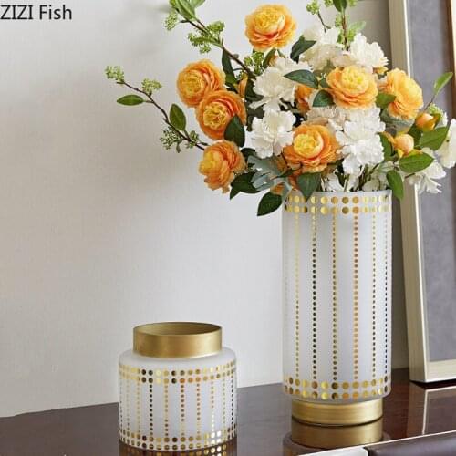 Golden Dots Glass Vase Plant Pots Decorative Living Room Decoration Hydroponics Flower Arrangement Flower Vases Ornaments