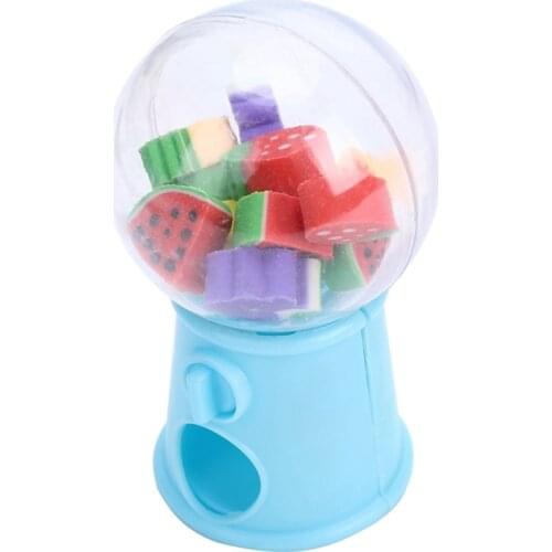 Stylish 15pcs/box Elastic New Selling Fruit Style Twist Machine Rubber Cartoon Eraser Children Gifts Students Small