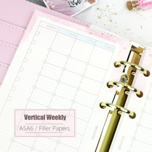 MyPretties Fantasy Vertical Weekly Planner Refill Papers 40 Sheets A5 A6 Filler Papers for 6 Hole Binder Organizer Notebook