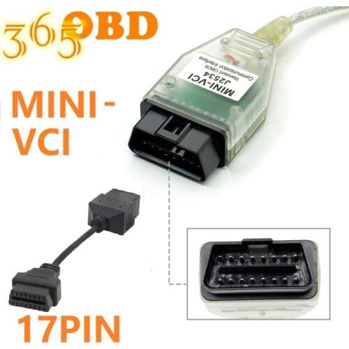 High quality OBD2 MINI-VCI J2534 MINI VCI V16.00.017 With FT232RL Chip + 17Pin Auto Diagnostic Interface OBD2 Diagnostic cable